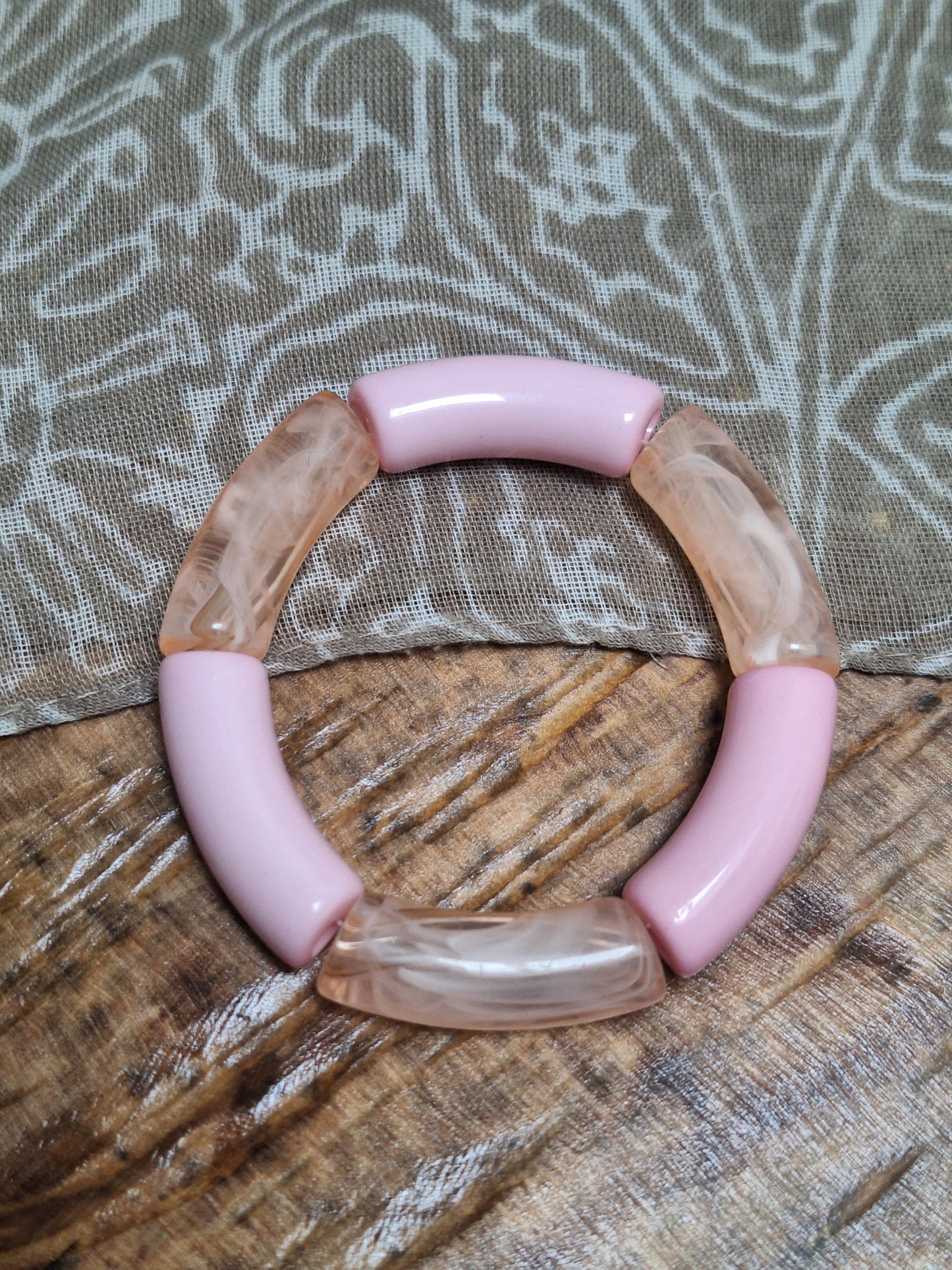 Bracelet perles tubes épais - les roses