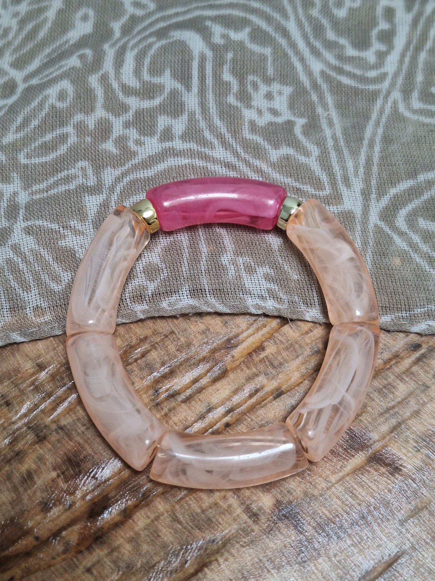 Bracelet perles tubes épais - les roses