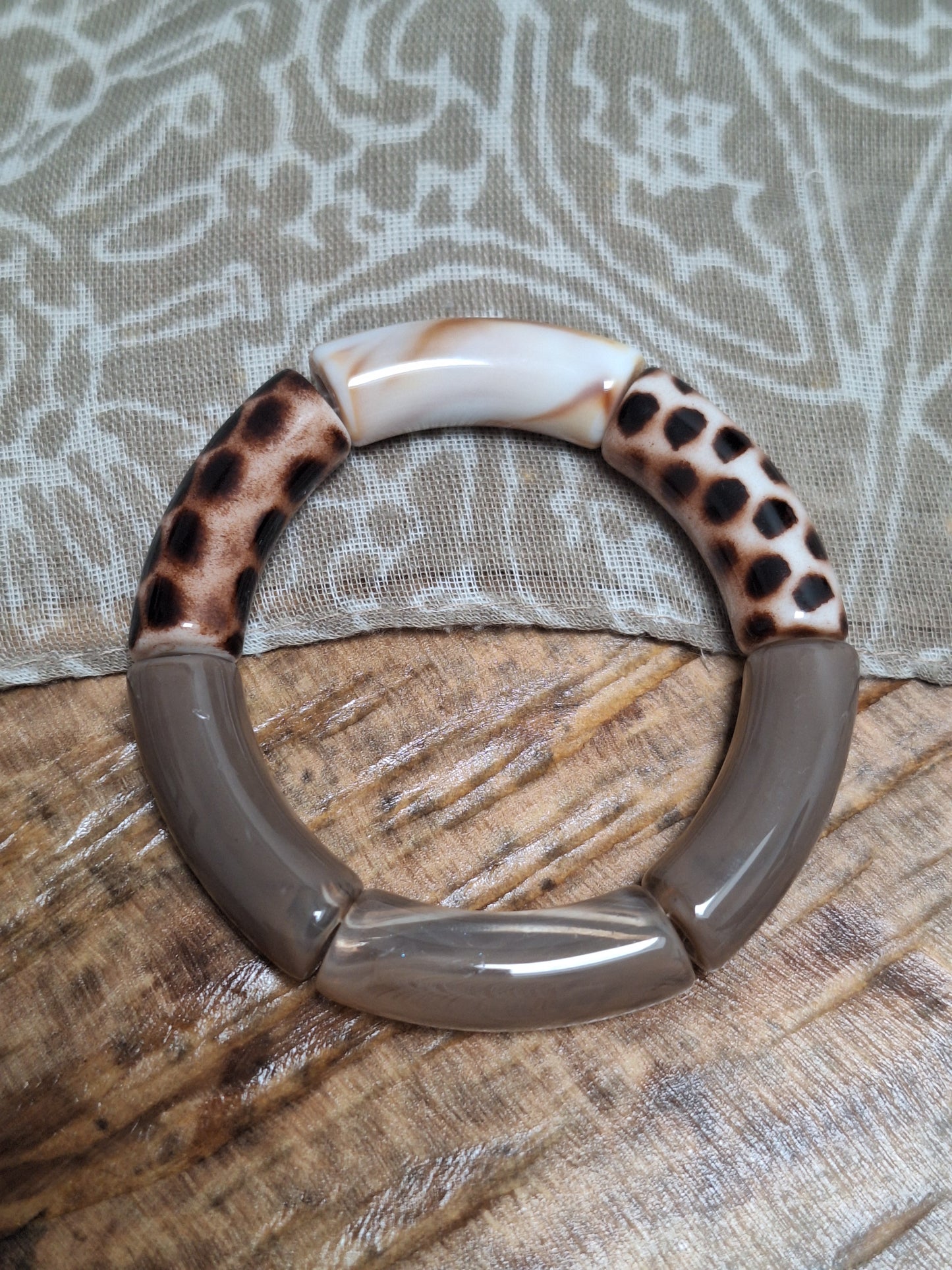 Bracelet perles tubes épais - les marrons