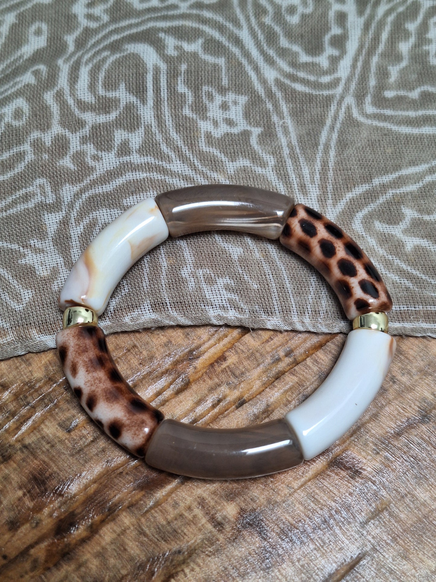 Bracelet perles tubes épais - les marrons