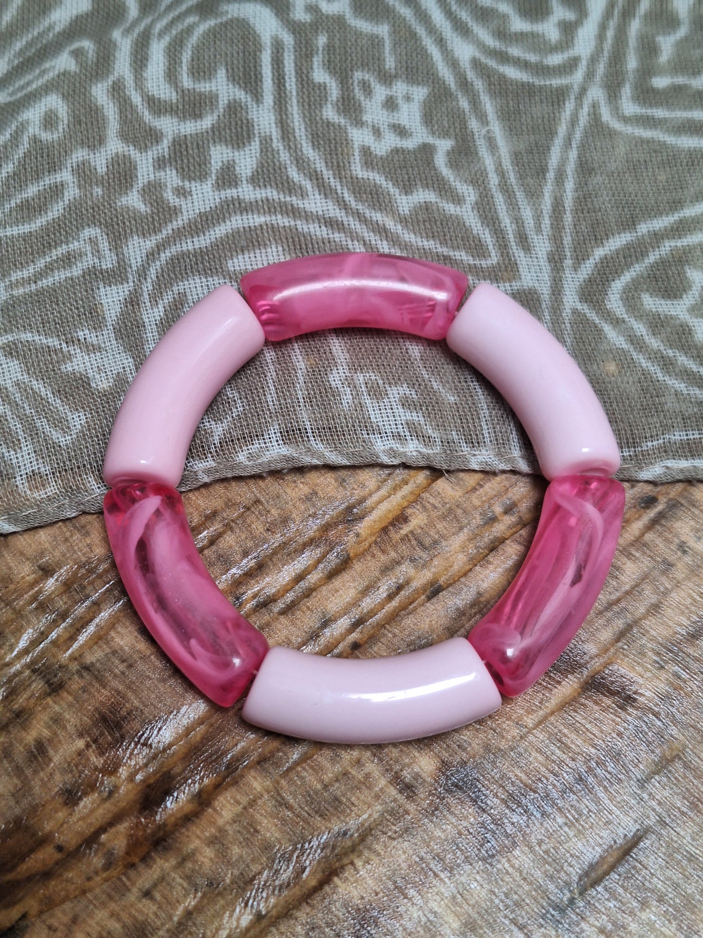 Bracelet perles tubes épais - les roses