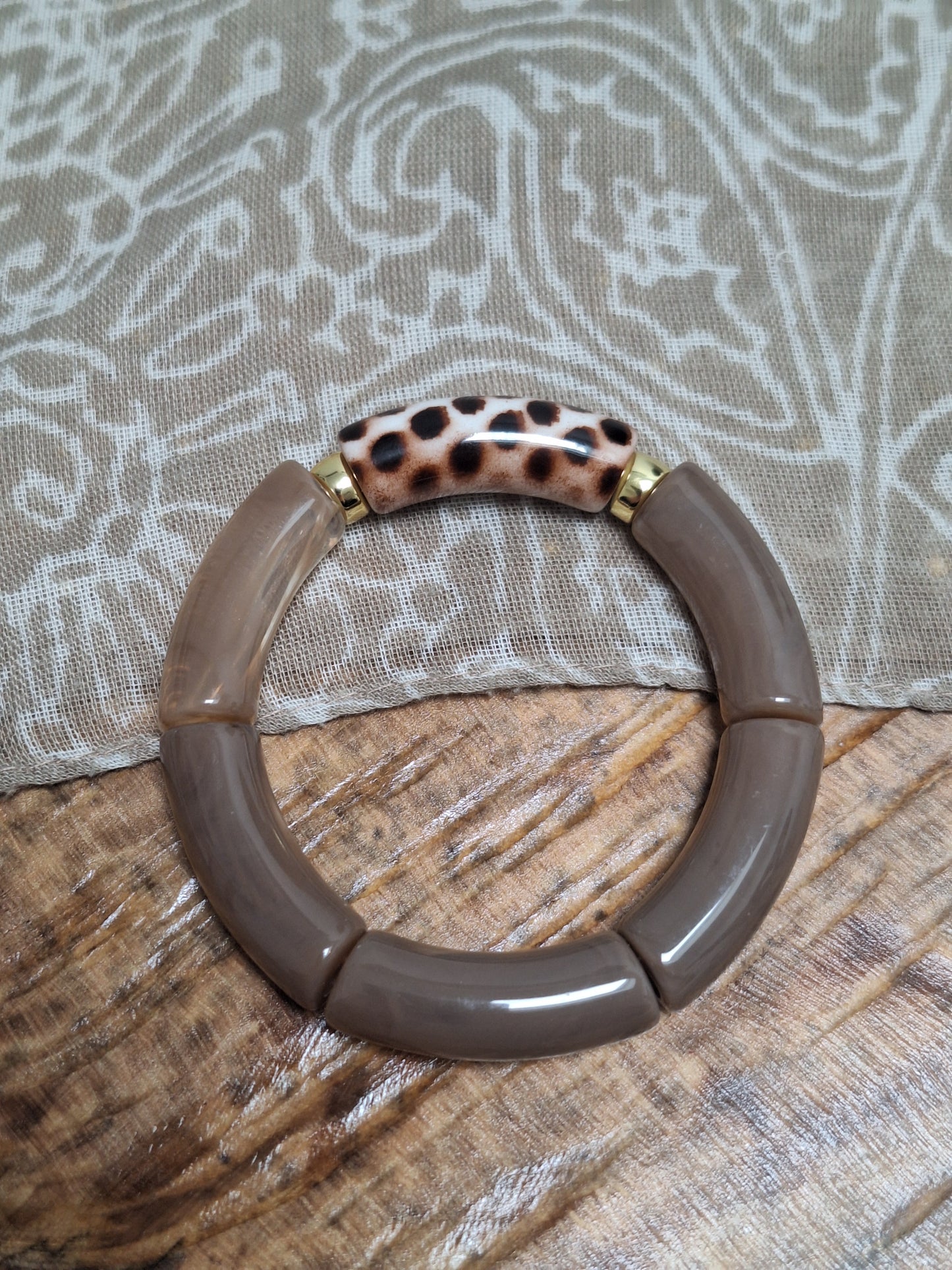 Bracelet perles tubes épais - les marrons