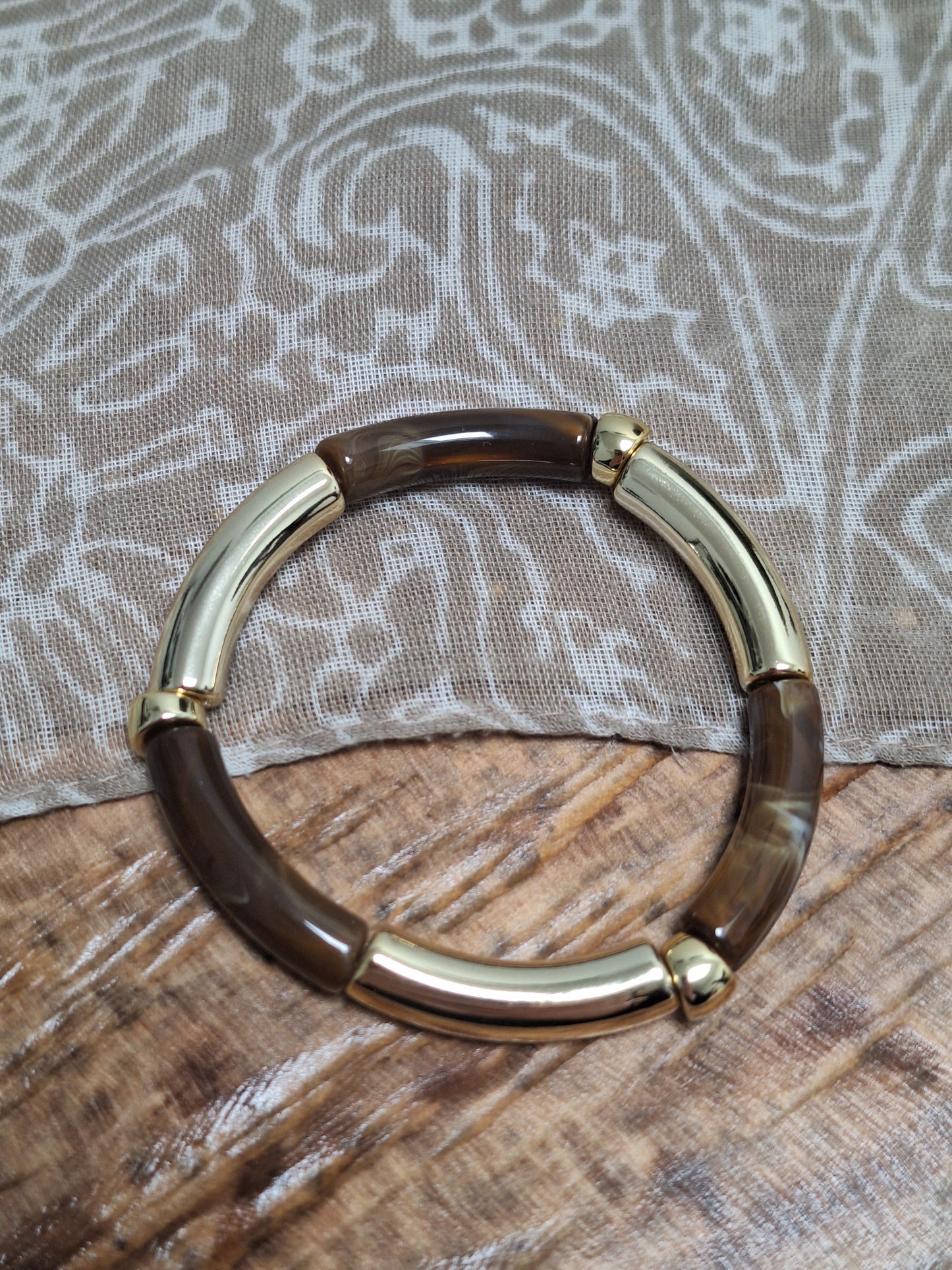 Bracelet perles tubes fins - les marrons